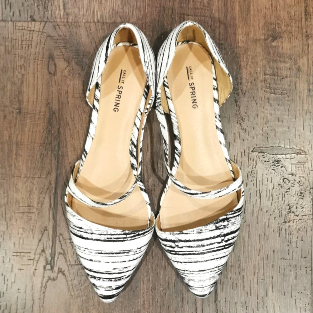 3/15 SALE Black and White Pointed Toe Ballet Flats